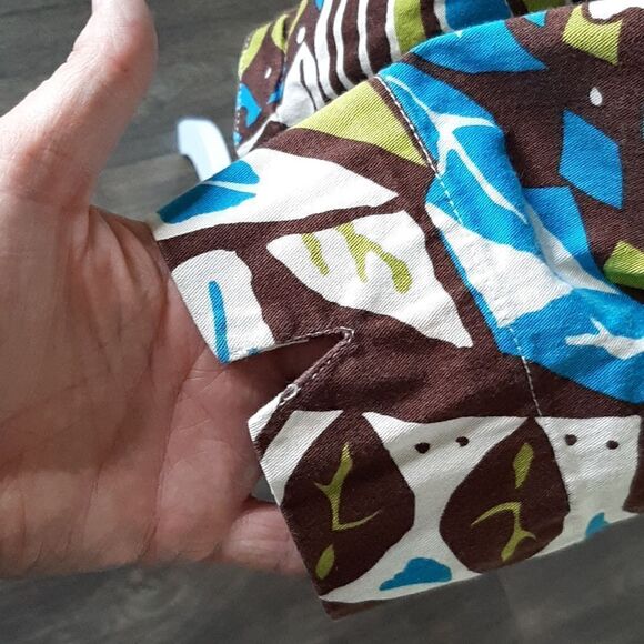 Mirror Image Quarter Sleeve Brown Blue and Green Print Jacket - Picture 3 of 6
